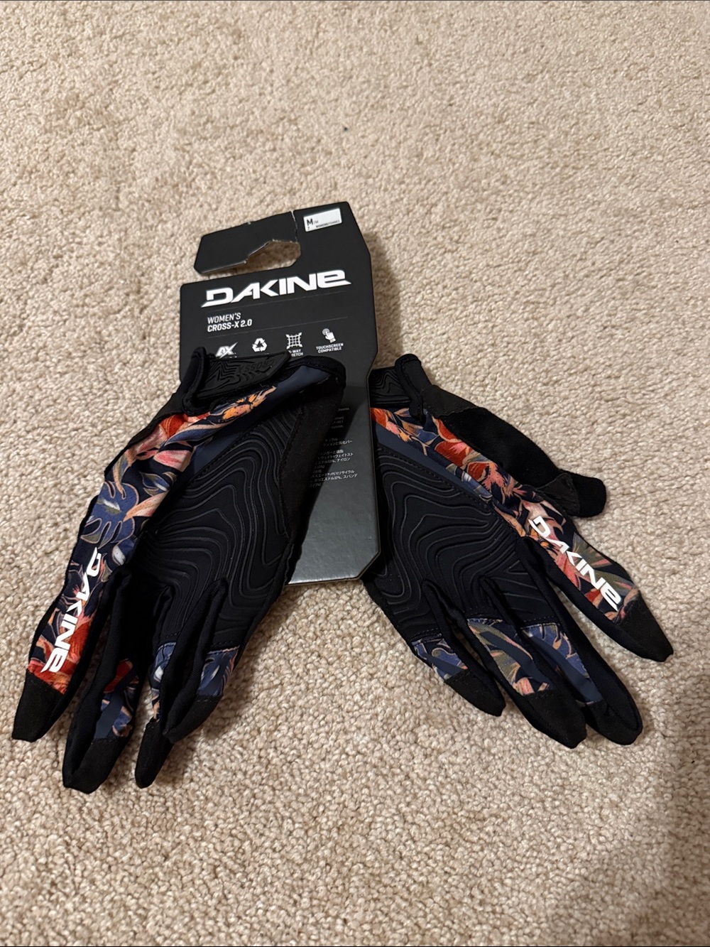 Dakine Women's Floral-Trim Black Cycling Gloves